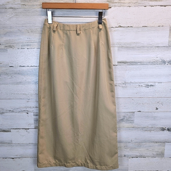 VTG Royal Robbins Women Khaki Chino Wrap Midi Skirt 6 Academia Neutral Essential - Picture 4 of 11